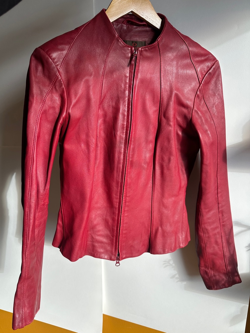 Danier Women's Burgundy Leather Zip Jacket